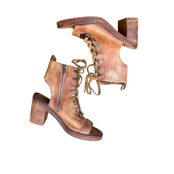 Free People Brown Lace-Up Boots with Rustic Charm - Picture 1 of 5